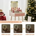 thumbnail image 2 of Sesslife Kids Vanity Set with LED Mirror and Drawer, Wooden Princess Makeup Desk Set, Toddler Dressing Table Set, Pretend Play Kids Vanity Table and Chair Set for Little Girls aged 3+, White, 2 of 6