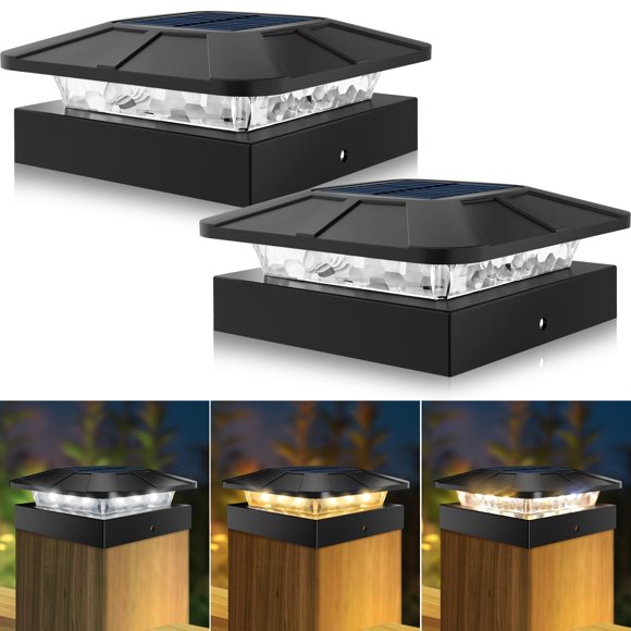 Luces solares para tapa de poste Peasur 10 x 10 x 5 cm, 3 modos, paquete de 2