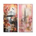 thumbnail image 2 of Designart "Vintage New York with Manhattan Bridge" City New York Wall Art Set Of 2 - Traditional Pink Canvas Set For Living Room Decor, 2 of 6
