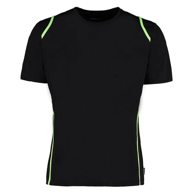 Gamegear® Cooltex - Camiseta transpirable de manga corta con cuello de redondo para hombre (Negro/Lima Fluorescent)