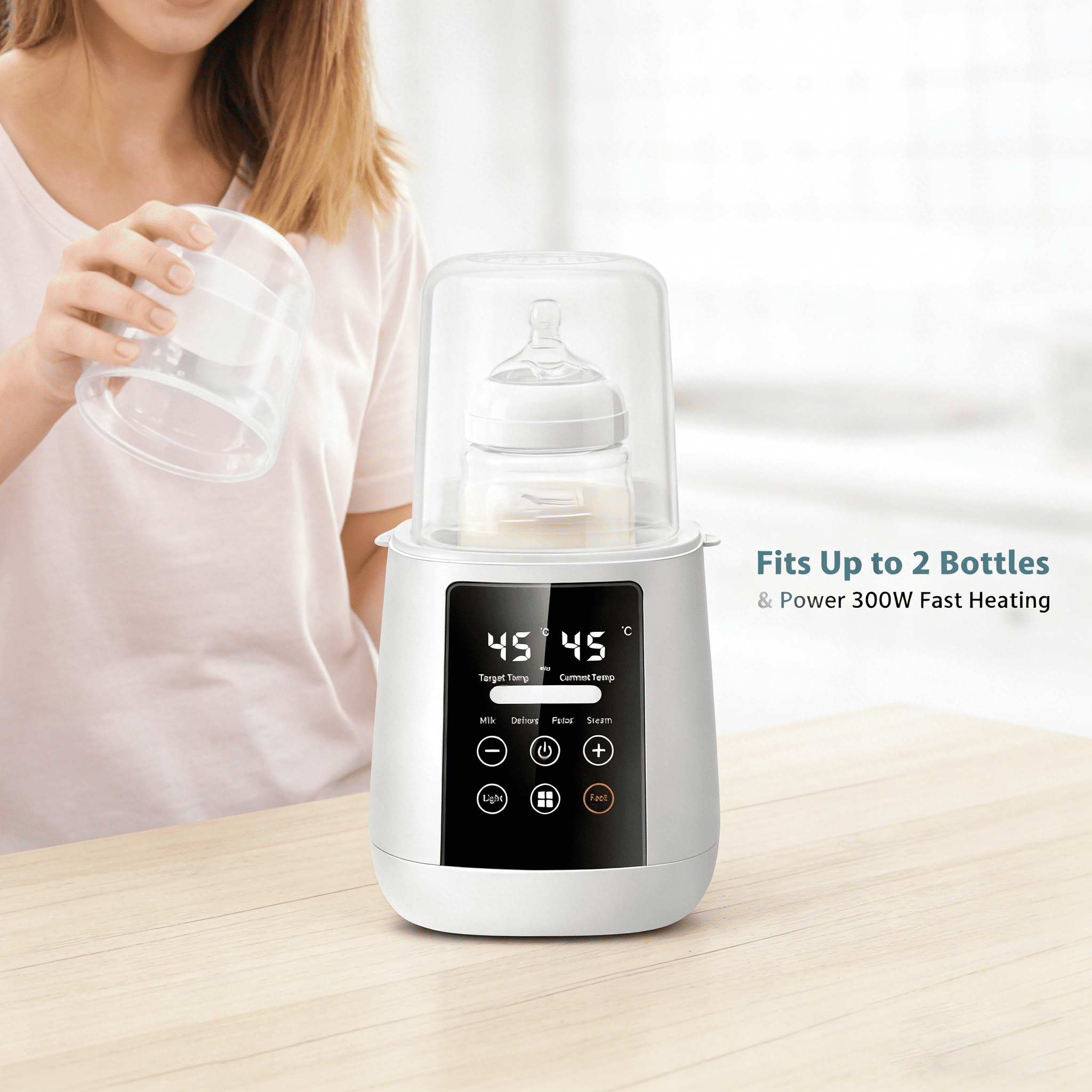 Baby Bottle Warmer, Fast Heating & Defrosting Breastmilk Warmer with Food Warming and Steam Sterilizer, Precise Temperature Control LCD Touch Scree