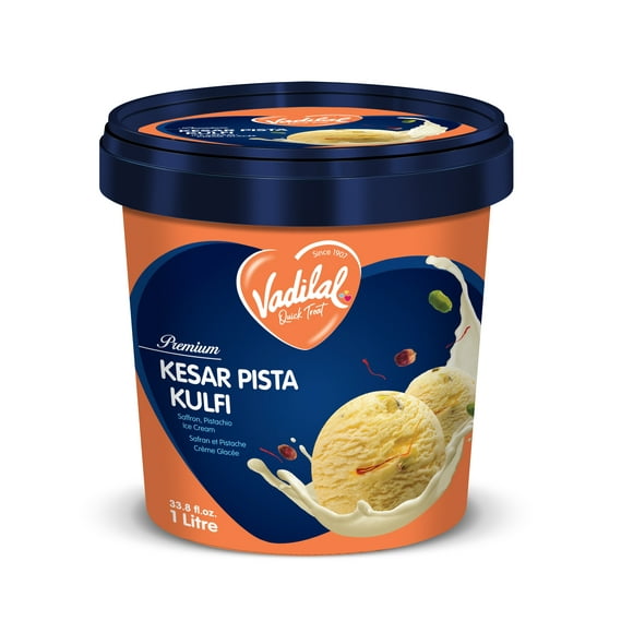 Vadilal Kesar Pista Ice Cream 1 Ltr/33.8 fl.oz., Vadilal Kesar Pista Ice Cream