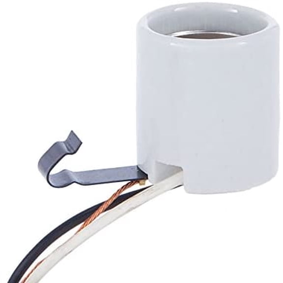 B&P Lamp® Glazed Porcelain Snap-In Med. Base Socket with 12" wire leads
