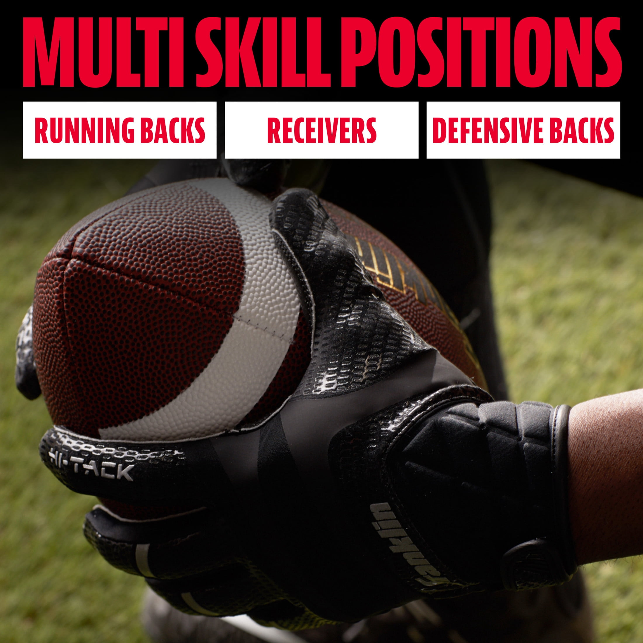 Franklin Sports Hi-Tack Premium Football Receiver Gloves - Black - Youth Large
