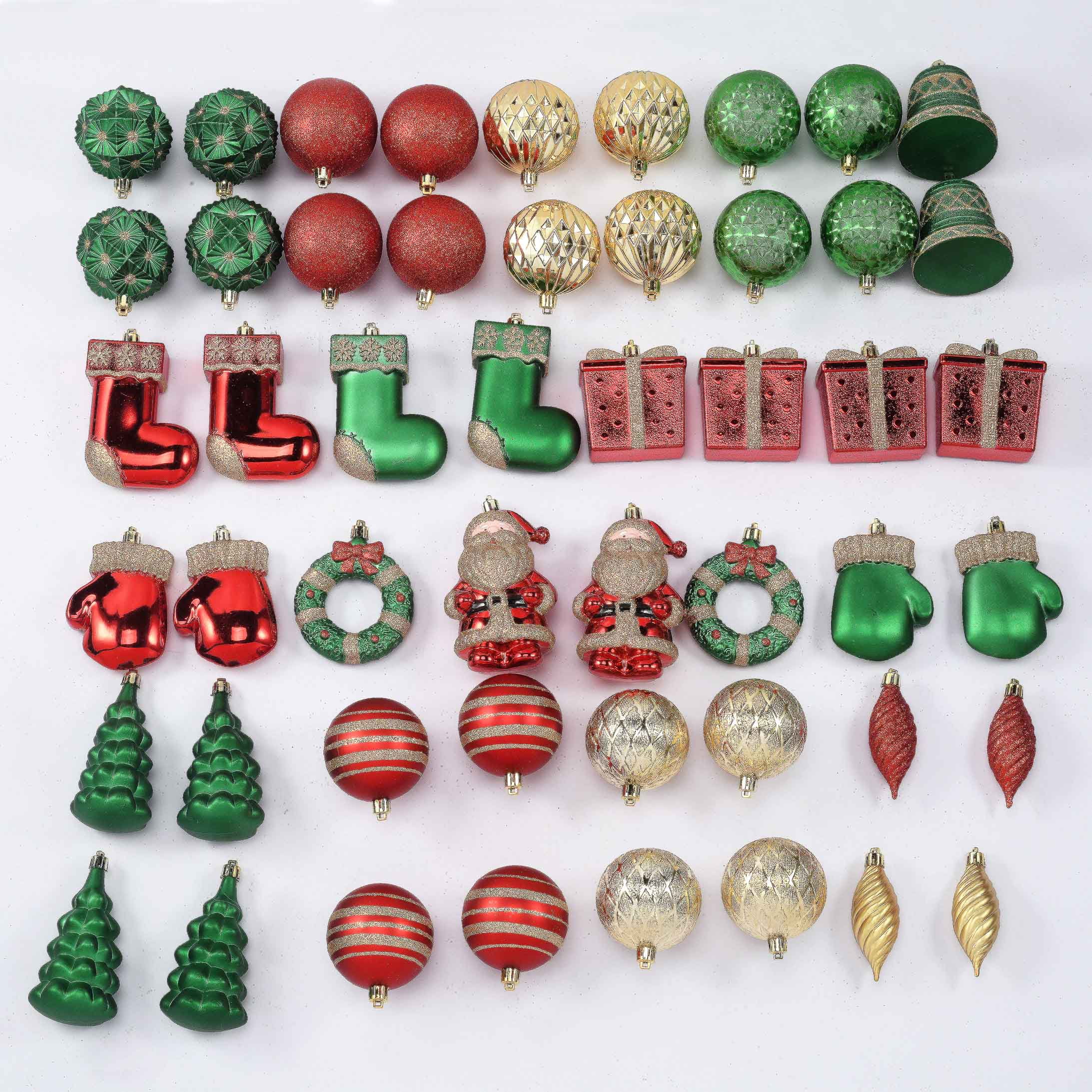 24-shatterproof Classic Christmas Baubles Red Gold and Green Tree decorations 
