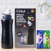 Cirkul 32oz Matte Black Stainless Steel Starter Kit with Matte Black Cirkul Lid 2.0 and 2 Flavor Cartridges (Blueberry Grape & Kiwi Berry)