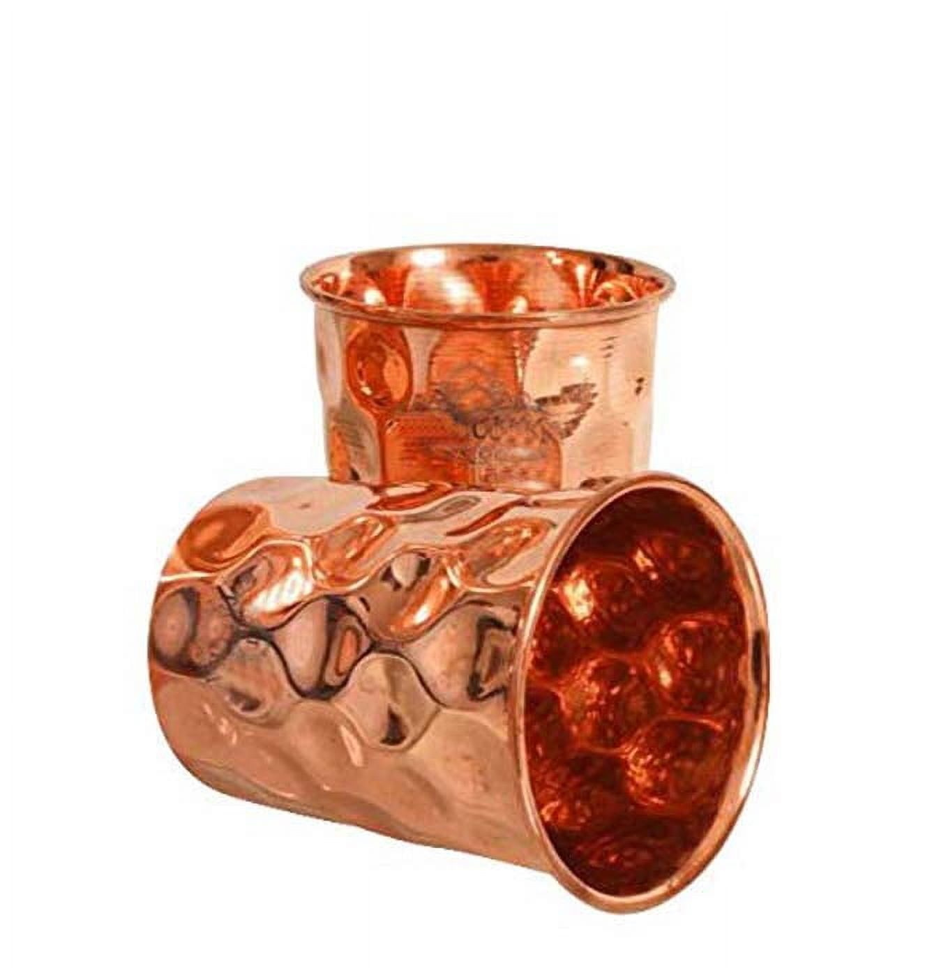 100% Pure Copper Diamond Cut Design 2 Liter Jug Pitcher with Brass Knob, 2 Dimond Copper Tumbler, Medium, Bronze