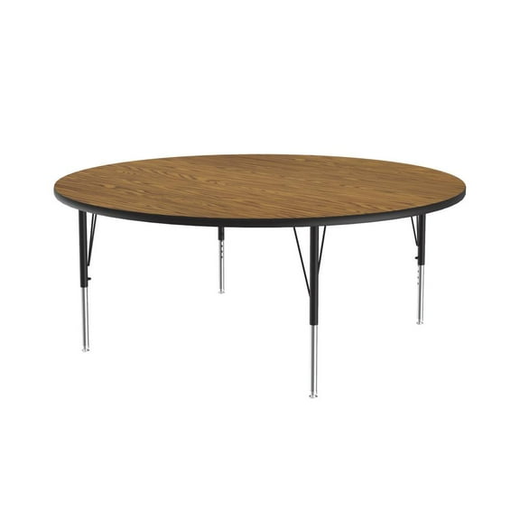 Correll Thermal Fused 60" Round Laminate Wood Activity Table in Medium Oak