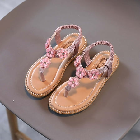 

Daqian Toddler Sandals for Girls Toddler Girls Summer Sandals Little Kid Open Toe Princess Dress Flats Sandals Leather Rubber Sole Princess Sandals Girls Sandals Clearance Pink 18-24 Months