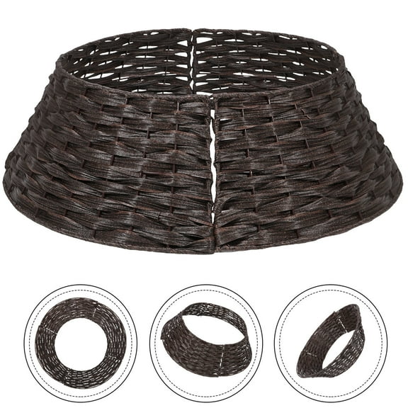 FOXNOVO  Christmas Tree Skirt Woven Plastic Coffee Farmhouse Style for Party Decor