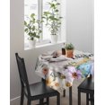 thumbnail image 4 of Happy Easter Suqare Tablecloth - 54 x 54 Inch, Spring Grey Bunny Colorful Eggs Flower Beige Waterproof & StainResistant Tablecloth, Washable Oil-proof Table Cover for Dining/Party/Wedding/Buffet, 4 of 9