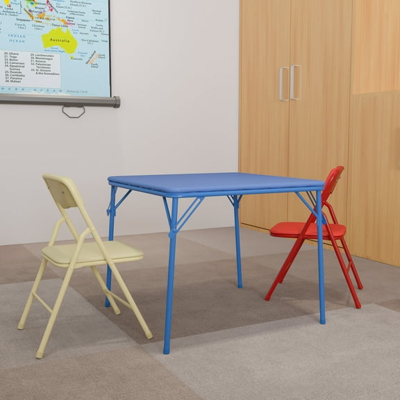 Emma Oliver Kids Colorful 3 PC Folding Table and Chair Set Daycare Classroom