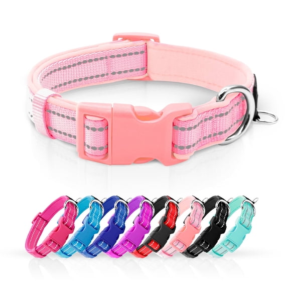 azuza Reflective Dog Collar Super Soft Neoprene Padded Dog Collars with ID Tag Ring for Small Medium Large Dogs