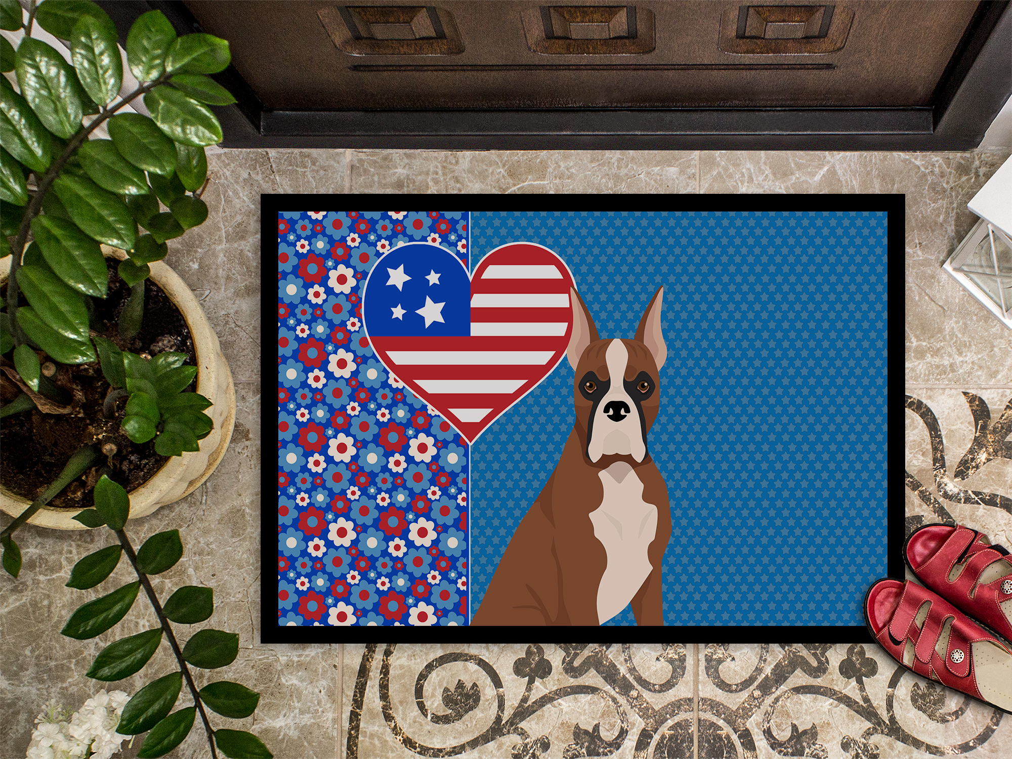 Red Fawn Boxer Indoor or Outdoor Mat 24x36 36 in x 24 in
