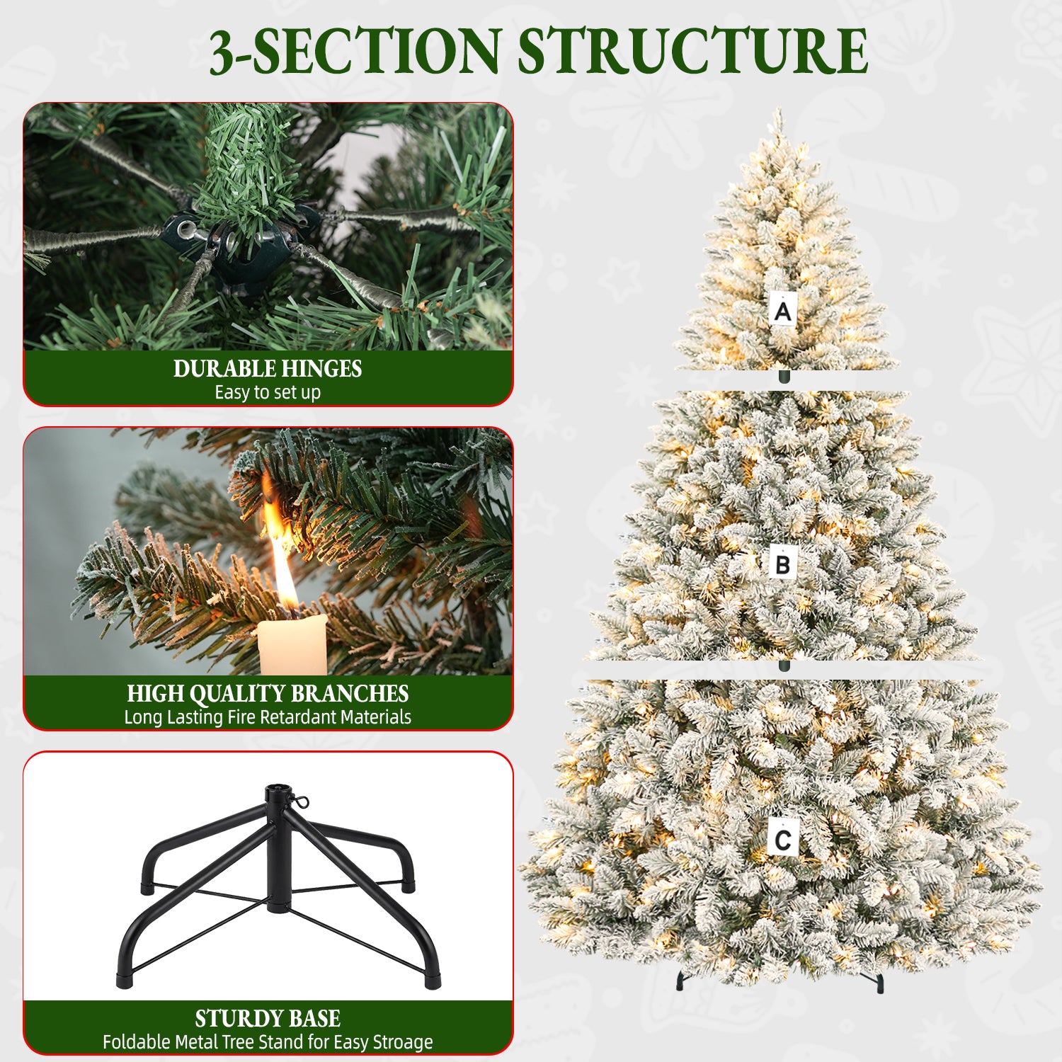 Vivatrees 7.5ft Pre-Lit Flocked Artificial Christmas Tree photo 4
