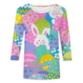 thumbnail image 4 of Womens Easter T Shirt Crew Neck Print Quarter Sleeve Rugby Shirt for Women,Green,L, 4 of 4