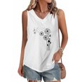 thumbnail image 2 of Tops de Lino para las Mujeres Pequeña Impresión Cuello Redondo Botón Arriba Manga Corta, Tops Cortos para las Mujeres, 2 of 4