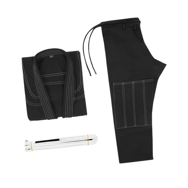 relayinert Tenue de Jiu-Jitsu Brésilien Gi avec Veste Résistante Ceinture Gi Pantalon Équipement Noir A1