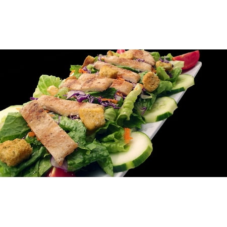 LAMINATED POSTER Food Caesar Background Plate Black Chicken Salad Poster Print 24 x (Best Caesar Salad In Dallas)