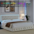 thumbnail image 3 of Homfa King LED Bed with 4 Drawers, LED Lights Platform Storage Bed Frame with Upholstered Adjustable Button Tufted Headboard, Velvet Beige, 3 of 12
