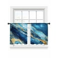 thumbnail image 2 of Abstract Art Sheer Curtains 54 Inches Long 2 Panels Gold Blue Water Ripple Gradient Marbling Light Filtering Semi Sheer Window Curtains Drapes for Bedroom Living Room 52"x54", 2 of 7