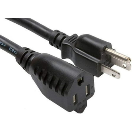 ACL 1 Feet NEMA 5-15P to NEMA 5-15R Power Extension Cord, 10 Amp, Black, 1 Pack