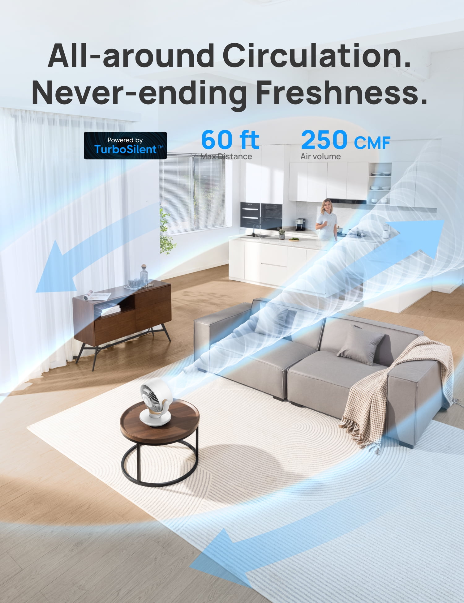 Dreo Fan for Bedroom, Desk Air Circulator Fan with Remote, 11 inch Table Fans for Whole Room, 60ft Powerful Airflow, 120° Vertical Manual +90° Oscillating Fan, 4 Speeds, 8H Timer, Quiet Fan, Home