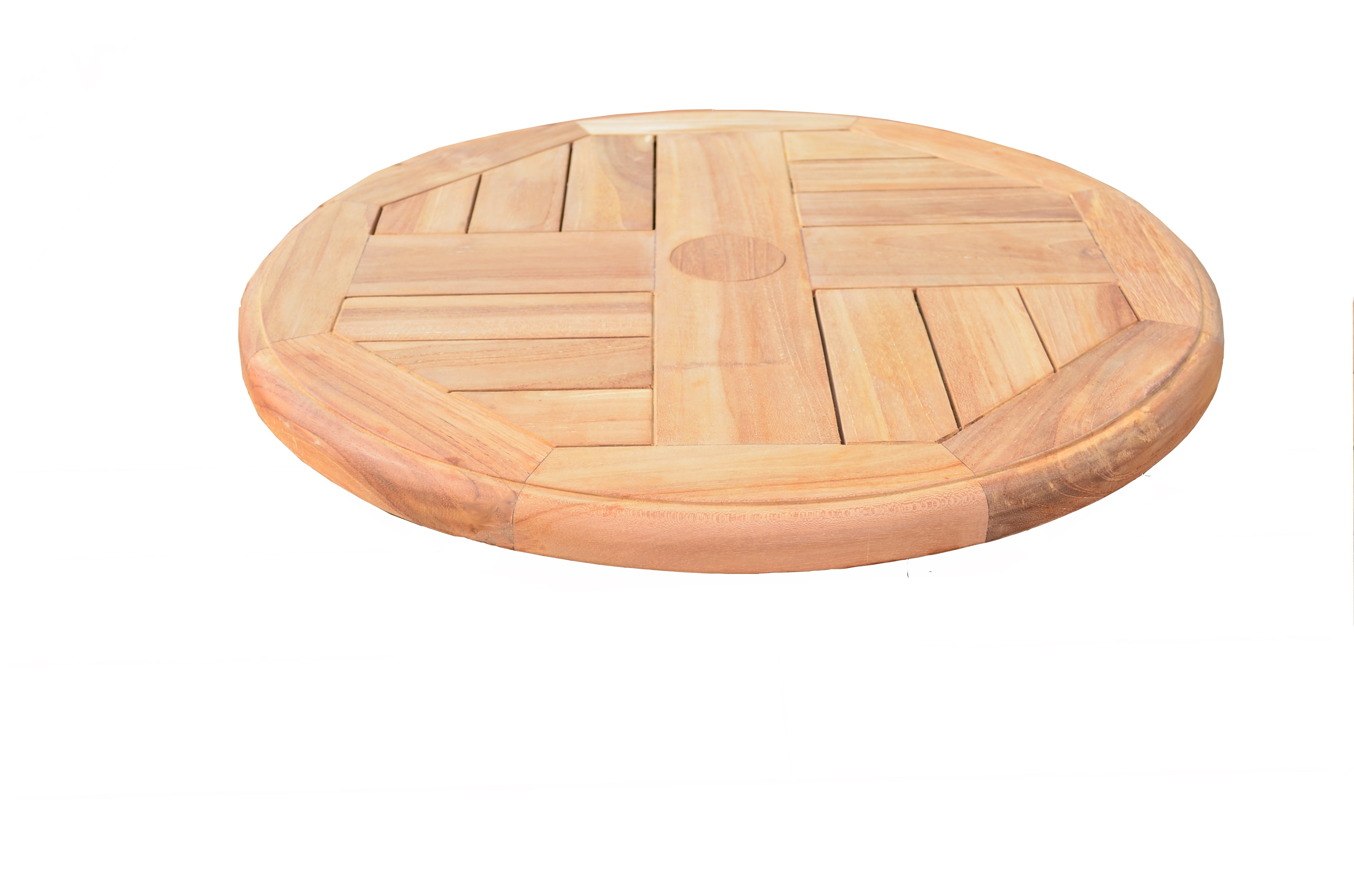 Large 20" Teak Lazy Susan Turntable with Umbrella Hole - Walmart.com