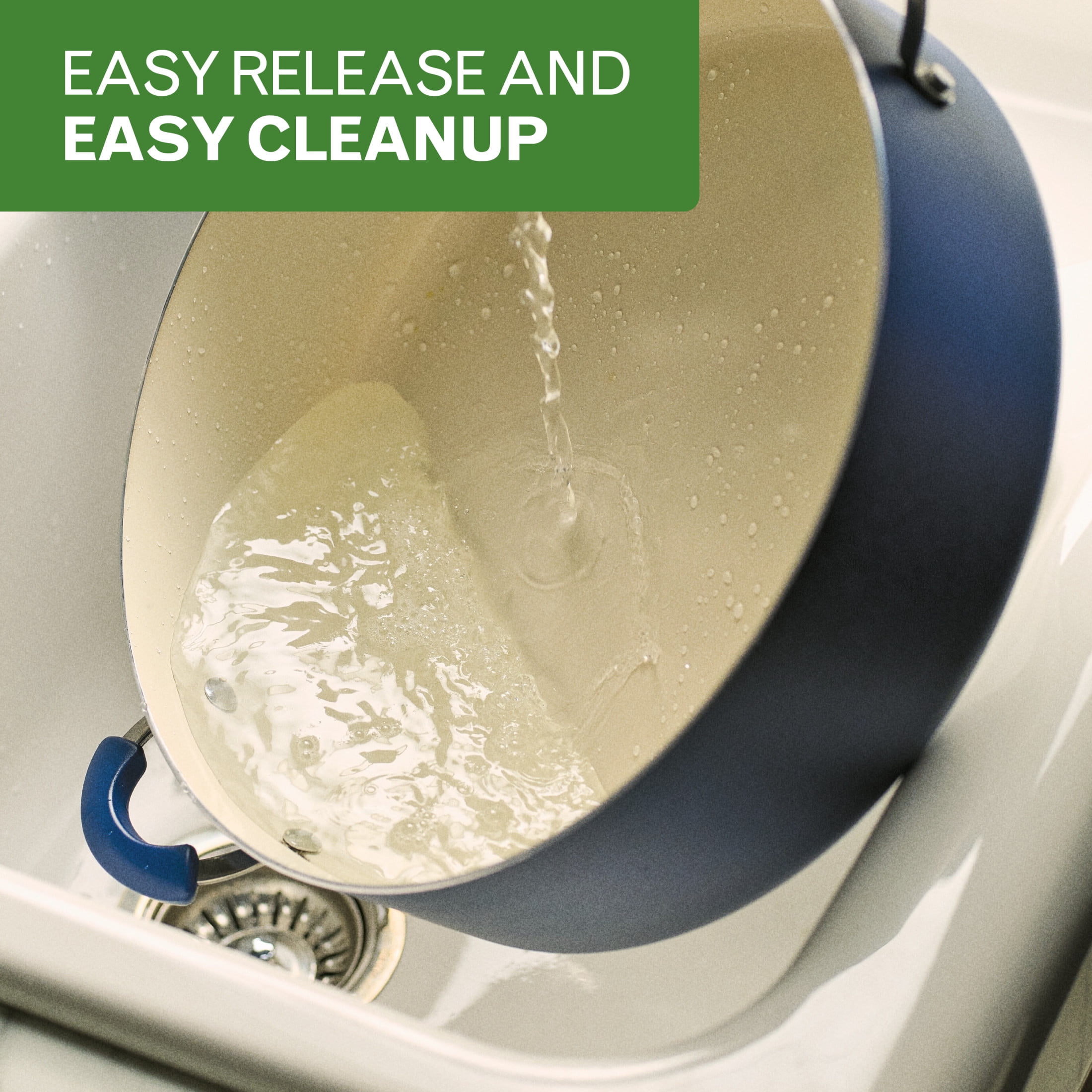 Farberware Easy Clean 14 Inch Ceramic Nonstick Large Family Pan / Saute Pan with Glass Lid, 10.5 Quart Capacity, Dishwasher Safe, Blue