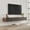 Dark Wood & Black, variant on POVISON 94" Minimalist Floating TV Stand for TVs up to 80",Fully-Assembled Modern Media Console with 4 Flip-Down Cabinet Doors,Walnut