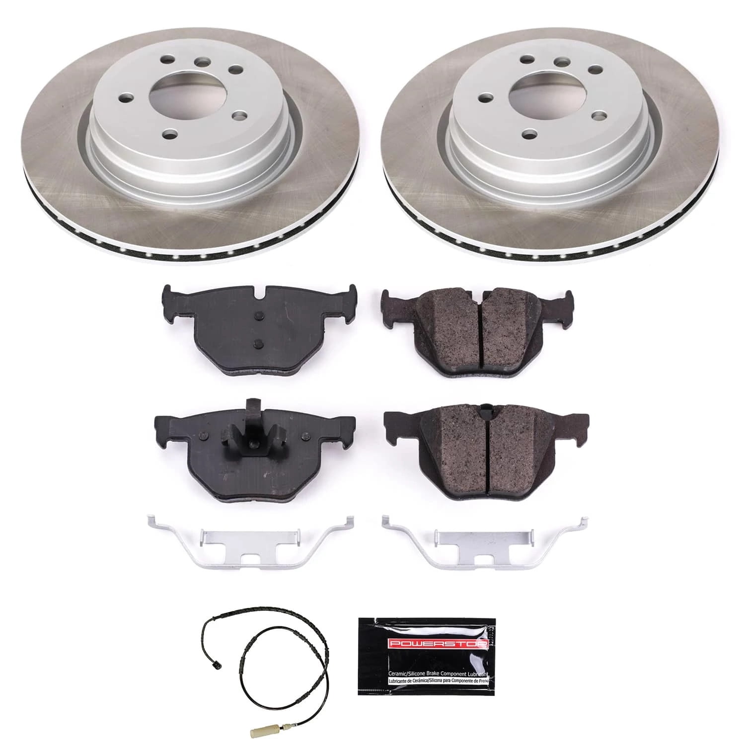 PowerStop Rear Semi-Coated Rotor and Low-Dust Ceramic Brake Pad Kit SC5982