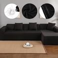 thumbnail image 3 of Fyydes 3+2 Seat Corner Sofa Cover L Shape Slipcover Protector for Living Room (Black), 3 of 8