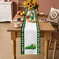 thumbnail image 2 of St. Patrick's Day Table Runner - 36 Inch Long Spring Lucky Dogs Green Grass Truck Plaid Cotton and Linen Blended Dress Scarves Farmhouse Table Runner for Kitchen Dining, Coffee Table, 13" x 36", 2 of 8