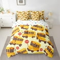 thumbnail image 2 of Feelyou Yellow School Bus Bedding Comforter Set 7pcs for Kids, Cartoon Car Truck King Bedding Sets, Kawaii Vehicle Reversible Bed Sheets, Lightweight Room Decor, 2 of 7