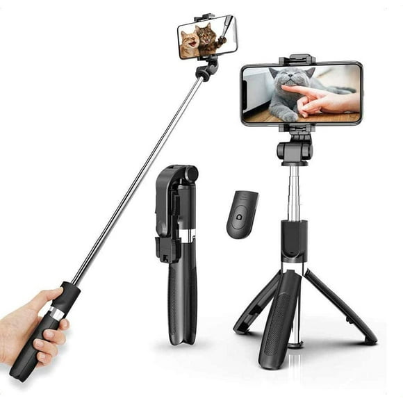 Selfie Stick Tripod IBAOLE Compact Portable All in One Bluetooth Selfie Stick; Travel VLOG Tiktok; compatible with Apple iPhone/Samsung Galaxy/Google Pixel/more - -