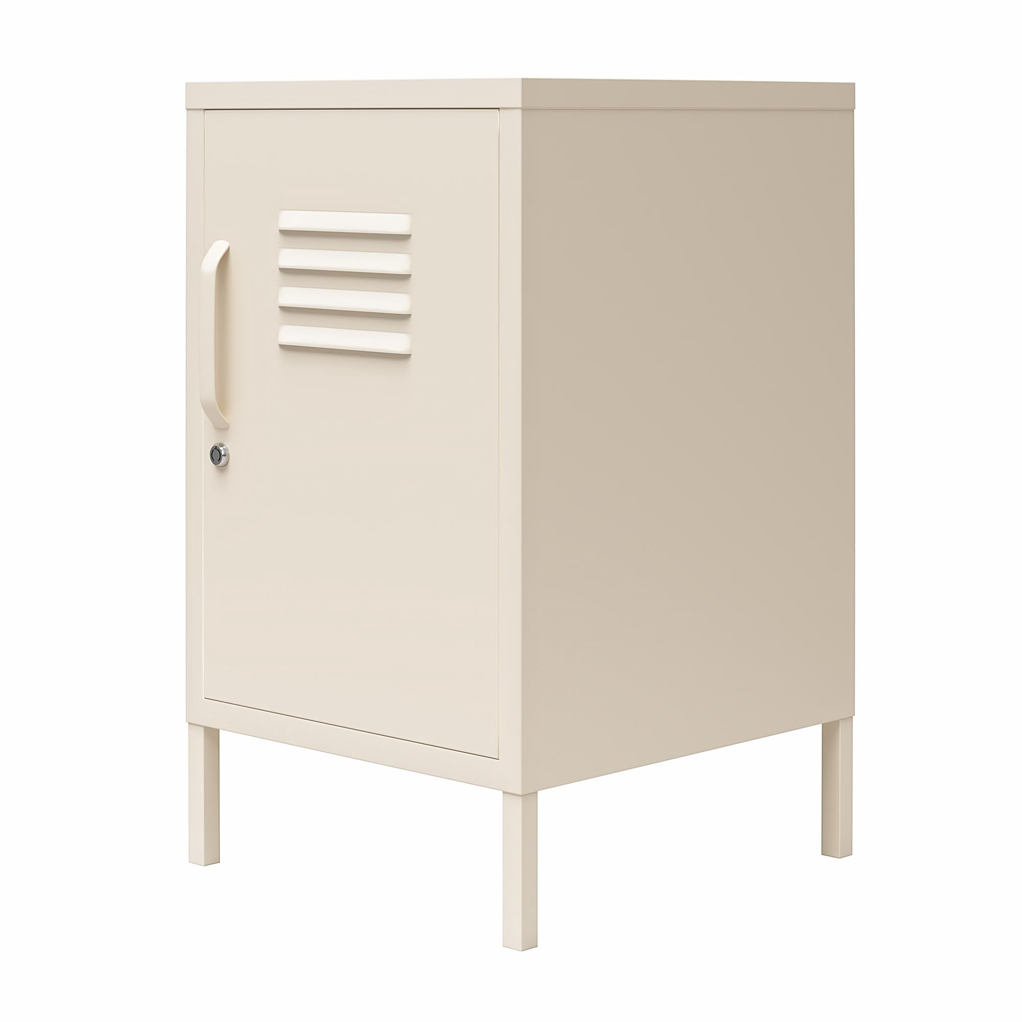 Novogratz Cache Metal Locker Style Living Room End Table, Parchment
