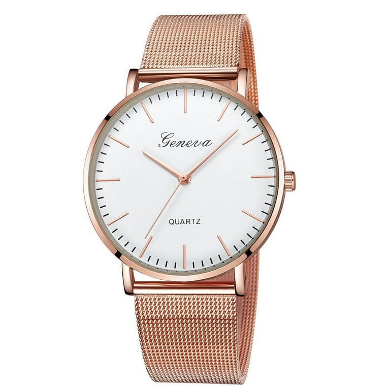 Geneva womens classic quartz stainless steel wrist watch bracelet watches clearance