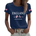 thumbnail image 2 of Women Blouses Short Sleeve Shirts British Print Crew Neck T Shirt Casual Tee Top Ladies Fashion Trendy Blouse XL, 2 of 5