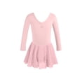 thumbnail image 4 of AUNVITO Girls Ballet Leotard Dress with Mesh Skirt Short Sleeve V-Neck for Dance Practice and Performance Comfortable and Elegant, 4 of 6
