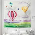 thumbnail image 1 of Watercolor Tapestry, Painting of Hot Air Balloons Floating in the Sky over a Meadow and Mountains, Fabric Wall Hanging Decor for Bedroom Living Room Dorm, 5 Sizes, Multicolor, by Ambesonne, 1 of 1