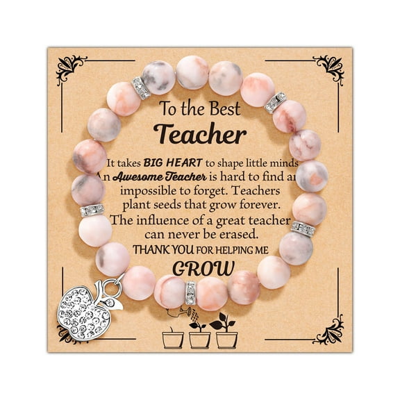 Teacher Bracelet - Exclusive Thank You Gift with Greeting Card, Stretchable 7-9inch