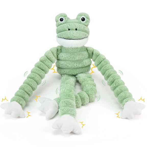 Prime Pets Squeaky Dog Toys for Large Dogs, 27” Plush Frog Dog Toy w/Crinkle Paper, Puppy Chew Toys