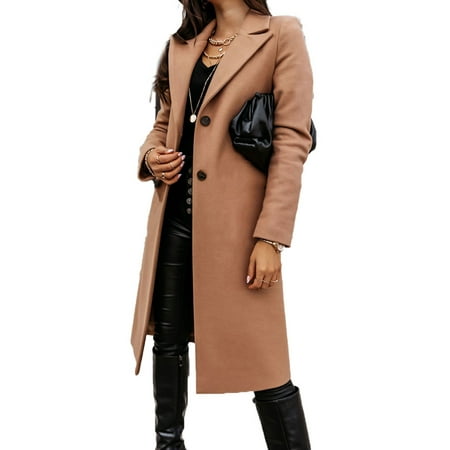 Women Long Sleeve Lapel Coat Fashion Long Sleeve Solid Color Coat for ...