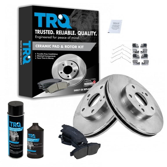 TRQ Front Posi Ceramic Brake Pad & Rotor Kit w/Chemicals for 92-01 Camry 2.2L BKA16970 Fits select: 1992-2001 TOYOTA CAMRY