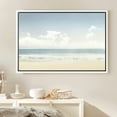 thumbnail image 2 of PixonSign Framed Canvas Print Wall Art Washed Out Beach Horizon and Clouds Nature Ocean Photography Realism Nautical Scenic Relax/Calm Multicolor Cool for Living Room, Bedroom, Office - 16"x24" White, 2 of 5