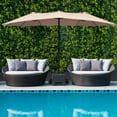 thumbnail image 4 of Costway Parasol de Marché à DEL Solaires Double Face de 15 Pi pour Patio, Manivelle, Base, Beige, 4 of 9