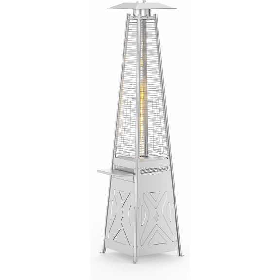 48,000 BTU Patio Heater for Outdoor Use with Removable Table Patio Propane Cover, Pyramid Patio Heater with Wheels, Triple Protection System, Suitable for Outdoor Commercial & Residential Use