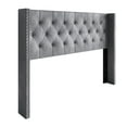 thumbnail image 4 of Home Design Gretna Twin Wingback Tufted Upholstered Headboard with Nailhead Trim, Silver Gray, 4 of 6
