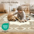 thumbnail image 4 of ODIKA 3'x5' Washable Accent Rug Pet Friendly, Non-Shedding Mat Beige Vintage Dining Faded Neutral Cream Textured Colored Distressed for Bedside, Nursery Room, 4 of 7