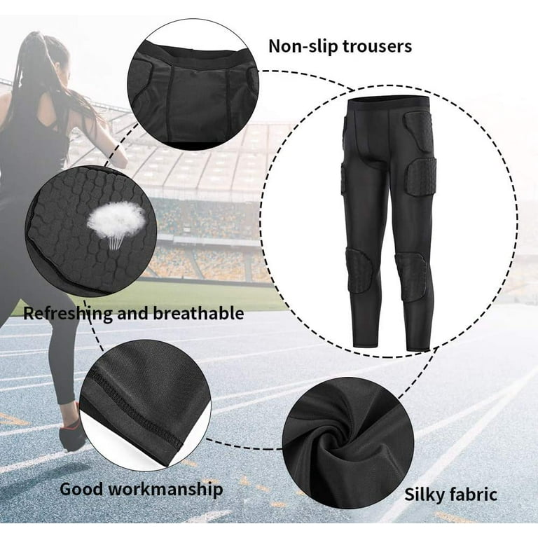 TUOY Men's Padded Compression Pants Quick Drying 7 Pads Hip